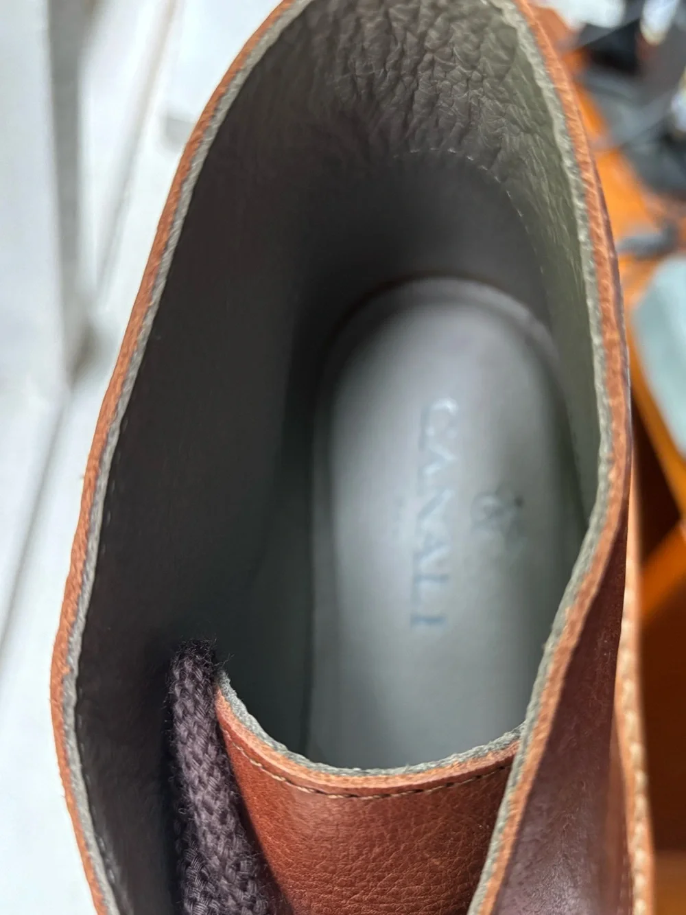 Canali Light Brown Leather Men's Chukka Boots Made in Italy Size 41